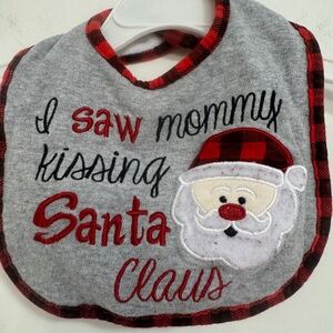 Baby Essentials Gray and Red Santa Bib